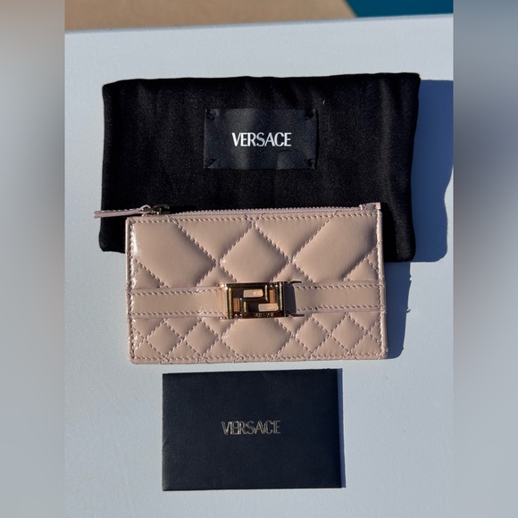 Versace Greca Goddess zippered card case Full Inclusion Blush Pink - Picture 12 of 12